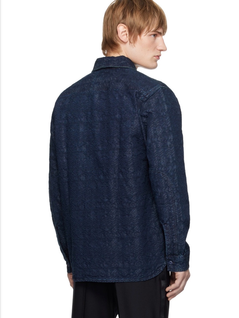 Polo Ralph Lauren RRL Indigo Jacquard Deck Overshirt Men’s Size Large - Picture 3 of 8